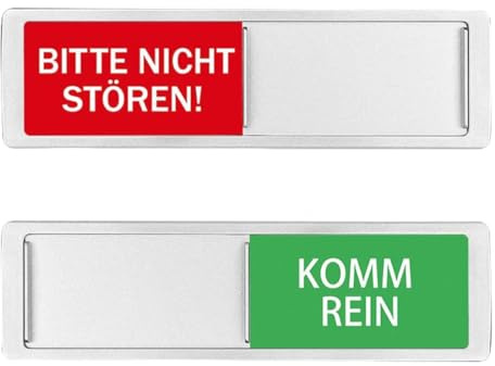 BITTE NICHT STÖREN - KOMM REIN - Mit Schieber - Frei Besetzt Schiebeschild - Klebeschild - 17,5 x 5 x 0,7 cm - Montage: 3M Klebefläche - Schilder mit Schiebefunktion.