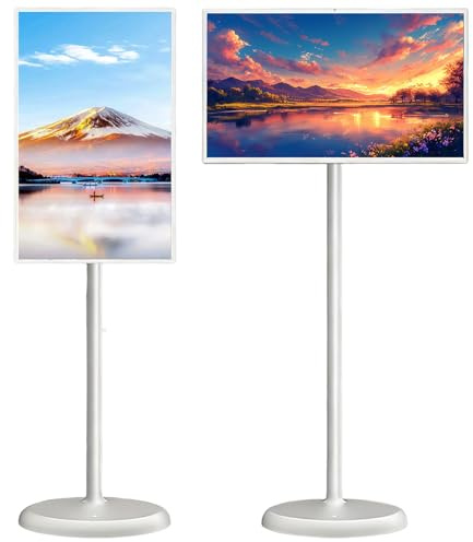 Sunseota 32 Inch Mobile Smart Touch Screen,Portable Smart TV with Touchscreen Display, 1080P Resolution, 360° Rotating Adjustable Floor Stand for Fitness, Gaming, and Outdoor Use