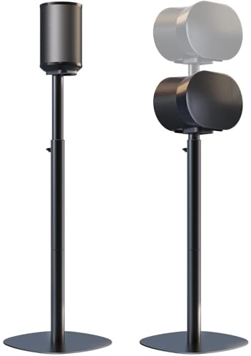 2 Pack Speaker Stands Compatible with Sonos Era 100 SL, Era 100 & Era 300, Adjustable Height 29.13”–38.98”, Floor Stands with Dual Mount Base, Max 11 lbs per Stand, Black