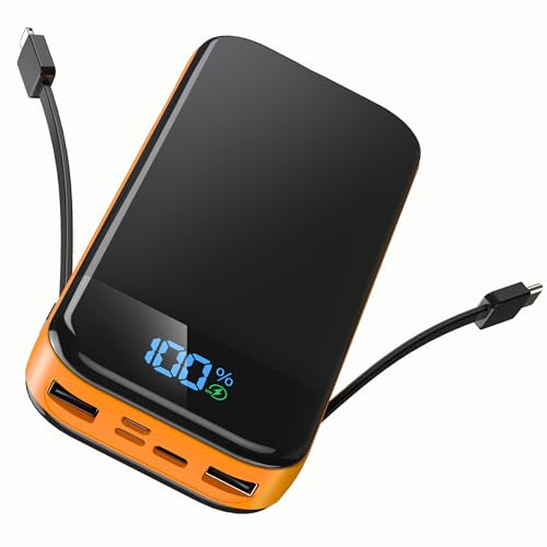 2026 56800mAh 35W Portable Charger, Power Bank Large Battery Pack, Fast Charging Phone Charger USB-C Input/Output, 5 Charging Ports and Built-in Dual Cables for Phone/tablet