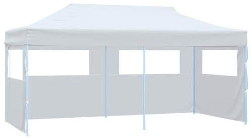 Mangloder - Gazebo pop-up per feste con pareti laterali, pieghevole, 3 x 6 m, in acciaio, bianco, gazebo pieghevole, tenda per feste, pergola, tettoia impermeabile, resistente alle intemperie