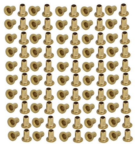 Sourcingmap – ® 100 piezas de M2.5 x 4 mm ojales de latón Metal hueca remaches oro tono
