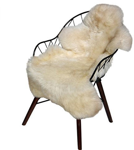 Hollert German Leather Fashion Lammfell - Creme BEIGE GESCHECKT Merino Schaffell Läufer Dekoration Sitzunterlage Naturfell Größe 130-140