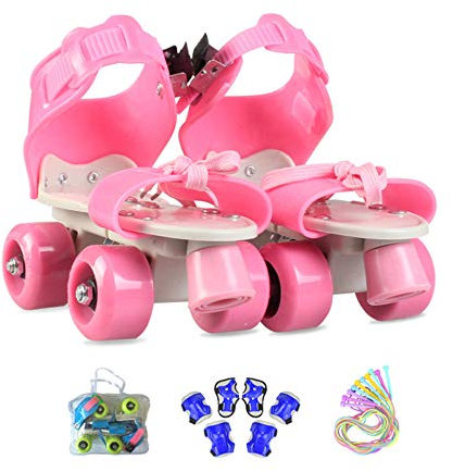 Inline-Skates Zweireihige Rollschuhe Einstellbar 4 Rad Kinder Anfänger Atmungsaktive Für Jungen Mädchen Indoor Und Outdoor Mit Schutzausrüstung Rollers Geburtstag Presen (Pink2-(25-36) Code)