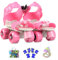 Inline-Skates Zweireihige Rollschuhe Einstellbar 4 Rad Kinder Anfänger Atmungsaktive Für Jungen Mädchen Indoor Und Outdoor Mit Schutzausrüstung Rollers Geburtstag Presen (Pink2-（25-36） Code)