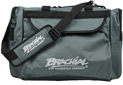 Brachial Premium Herren Sporttasche Heavy Grau Wasserabweisend mit Schuhfach und Trageriemen - Reisetasche Fitnessstudio