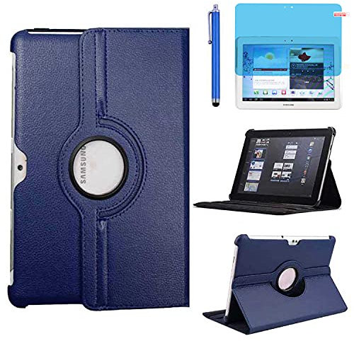 Étui Housse Coque pour Samsung Galaxy Tab 2 10.1 Pouces 2012 (GT-P5100 GT-P5110 GT-P5113) - 360 degrés Rotation Full Protection Kickstand Case Cover,avec Un Stylo,Écran Film (Blue)