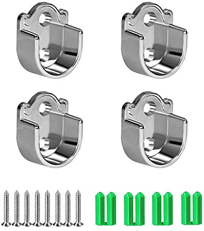 4PCS U Shaped Zinc Alloy Closet Pole Rod End Supports for Closet Shower Curtain Rod 25cm