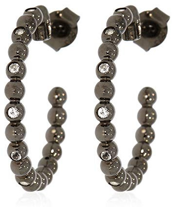 XEN Steckcreolen mit Weißtopas ca. 0,40 ct. Black Rhodium