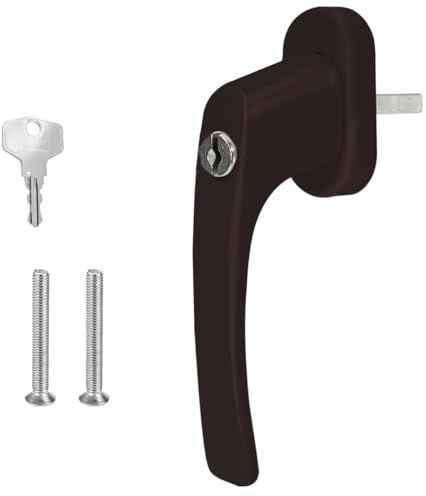 Premium Aluminium Fenstergriff Victory - abschließbar, Farbe:Dunkelbraun RAL 8077, Stiftlänge:45mm