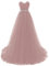 Misshow Robe de Cocktail Longue Chic Elégante Robe pour Mariage Femme Invité Robe de Bal Longue Mousseline Rose 36