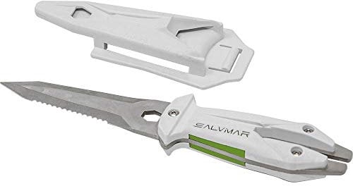 Salvimar Goemon, coltelli subacquei Unisex Adulto, Bianco, 19,5 cm