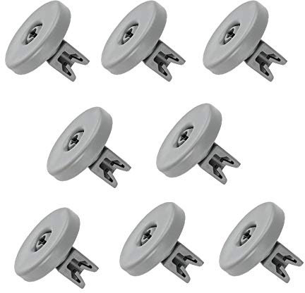 HYJ Geschirrkorbrolle, 8 Stück, Universell für AEG, Zanussi, Ikea & mehr, 40 mm Durchmesser, dunkelgrau, Kunststoff