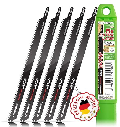 CONBRA® Lame per seghetto alternativo in legno (5 x T1044DP) - lame extra lunghe per seghetto alternativo – Lama compatibile con Bosch & Makita