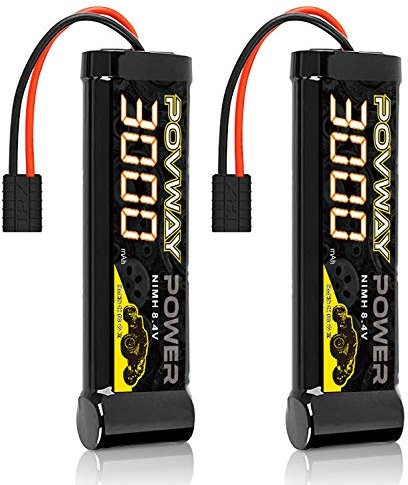 POVWAY 8,4 V 3000 mAh RC NiMH-Akku mit TR-Stecker für RC Auto, LOSI associated HPI Kyosho Tamiya Hobby – 2 Stück