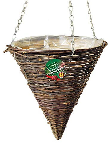 inch dark rattan cone shape heavy duty hanging basket flower plant pot planter seeds seed outdoor grass garden baskets indoor uk plastic grey bumper pack flowers bedding growables planting