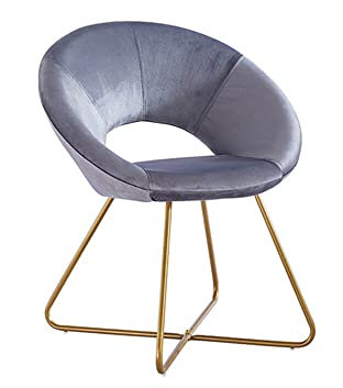 Home Deluxe - Esszimmerstühle Samt SELESA - Farbe: Grau, Bezug: Samtstoff, Gestell: Gold, pulverbeschichtetes Metall, max. 120 kg I Rundsessel, Küchenstuhl, Wohnzimmerstuhl, Polsterstuhl, Stuhl