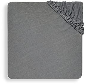 Jollein Jersey Spannbettlaken 80/90 cm Länge x 40 cm Breite, Stormgrau