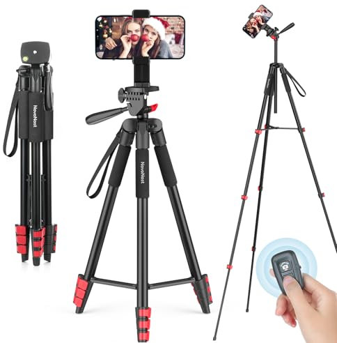 65 Phone Tripod Stand, Tripod for iPhone & Camera with Wireless Remote & Cellphone Holder for Video Recording/Selfies/Live Stream/Vlogging (Included Carry Bag)