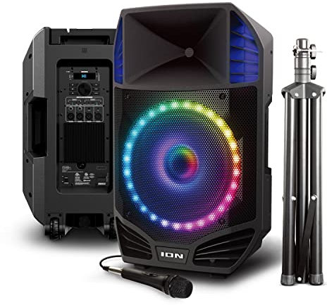 ION Audio Total PA Prime – 500 Watt Bi-Amp Bluetooth-Lautsprecher mit Acoustic Optimization, LED-Lichtern, App-Steuerung und Mikrofon inklusive