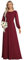 Ever-Pretty Damen Long Festliches Kleider Lange Ärmel Chiffon Rundkragen Ärmellos Elegant Burgund 46EU