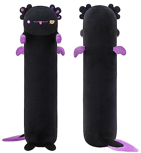 Mewaii Axolotl Kuscheltier Kawaii Schwarz Axolotl 90CM Stofftiere Lang Axolotl Plüschtier Ausgestopftes Tier Spielzeug Kuschelkissen Geschenk Plüschkissen