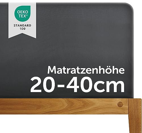 Blumtal Luxus Boxspringbett Spannbettlaken 180x200cm - 200x220, bis 40cm Höhe - Oeko-Tex Zertifizierte Baumwoll Bettlaken - 180x200 I 180x220 I 200x200 für Boxspring- & Wasserbett, Anthrazite