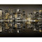 murando - Fototapete Premium-Vlies New York bei Nacht 100x77cm Foto Tapete Schlafzimmer Wohnzimmer Vliestapete XXL Motivtapeten Bildtapete 3d Effekt Wand Dekoration City Stadt Architektur gelb grau