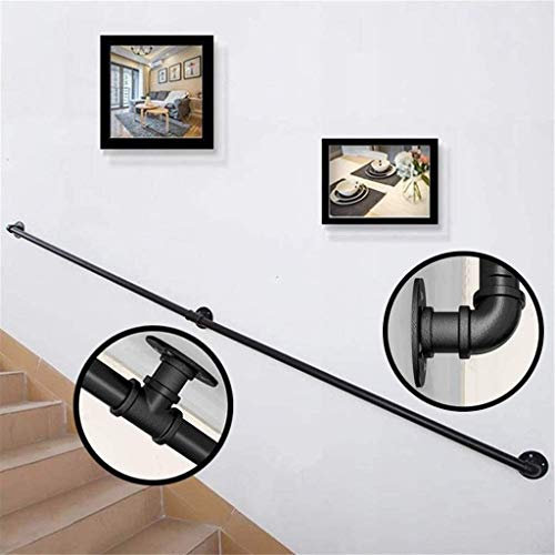 LGESR Stabile Treppenhandläufe Treppenhandlaufhalterung für Innen und Außen – Rustikales Eisen-Wasserrohr-Design Treppe Treppenhandlauf Geländerschiene Wandmontierte Stützstange (Size : 450cm(15ft))