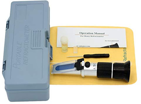 FSRTOP IMKER Honig REFRAKTOMETER WASSERGEHALT 10% - 30% AUFLÖSUNG Skala 0,1% HONIGFEUCHTE Bienen MIT ATC (AUTOMATISCHER TEMPERATURKOMPENSATION) 3015 MIT KALIBRIERFLÜSSIGKEIT