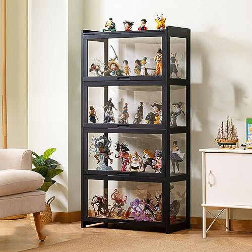 JSLJJBD Vitrina, Vitrina Cristal, Vitrina Expositora para Colecciones,Transparente por Todos Lados, Gran Capacidad, Apto para Almacenamiento En El Hogar, Etc. 70×34×140cm Black