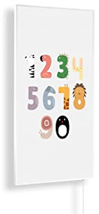 Könighaus Infrarotheizung – Kinderzimmer Edition – TÜV SÜD - 1200 Watt + Könighaus Thermostat - Weißer Rahmen (Motiv: 10. Zahlen)