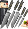 Home Safety 5er Damast Messerset - Profi Handgeschmiedete Knife Set mit 12.4-20 cm Klinge - Damastmesser Set aus Kochmesser, Santokumesser usw. - Gemüsemesser Set 67 Lagen VG-10 Damaststahl