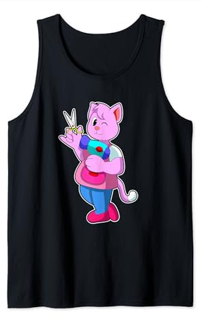 Gato Peluquero Tijeras Camiseta sin Mangas