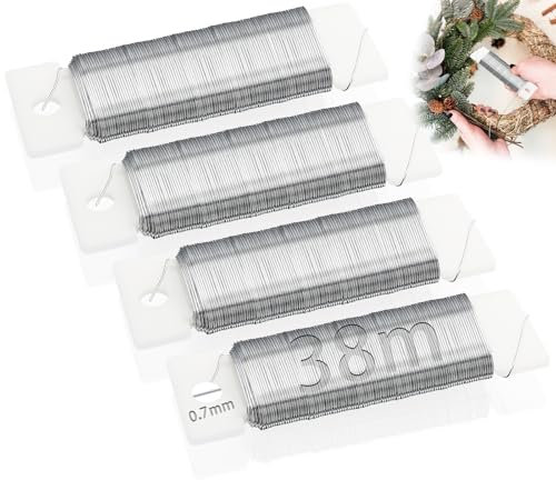 Ziamzra Draht zum Basteln 0.7mm Bastel Draht 4 Stück Basteldraht Dünn Silber Bindedraht Verzinkt Wickeldraht 38m Gartendraht Floristendraht für Blumen Pflanzen Schmuckdraht Adventskranz Garten Daheim