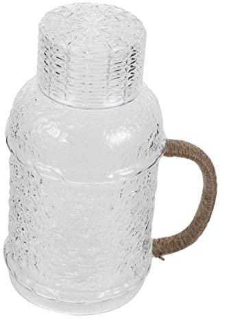 MUCKLILY Eleganter Wasserkrug Aus Glas mit Deckel für Den Kühlschrank Heißwasserspender Küchenwasserflasche für Den Täglichen Gebrauch