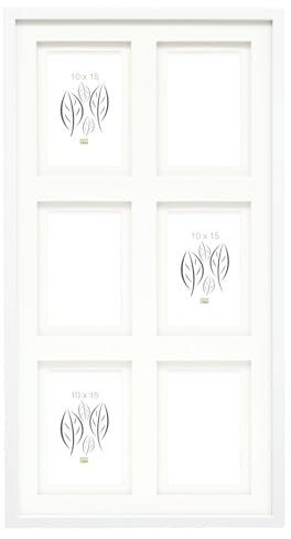 Deknudt Frames - Collage-Rahmen für 6 Bilder - Weiß - mit Doppel-Passepartout - Bildgröße 10x15 cm - MDF Holz zum Aufhängen - Collage - S65KK1 P6 10x15cm