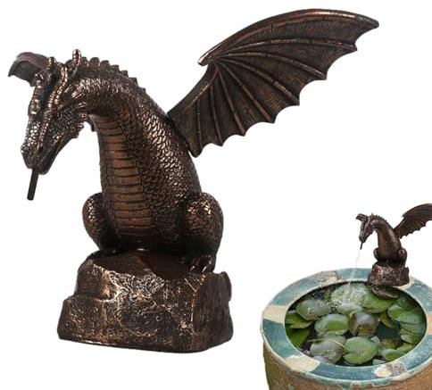 Gartendrachenbrunnen – Gartenstatue Springbrunnen, Wasserspiel-Skulptur | Kreative Präzisionsguss-Wasseratmung Drache Skulptur, Harz Wassersprühdrache Wasserlandschaft Statuen für Gärten Terrassen
