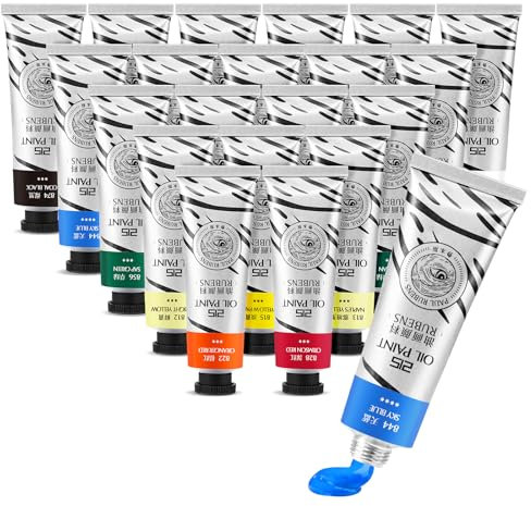 Paul Rubens Lot de 20 tubes de peinture à l'huile B de 50 ml pour artistes, pigments riches et texture crémeuse, excellente durabilité et couverture, convient pour les artistes et les débutants