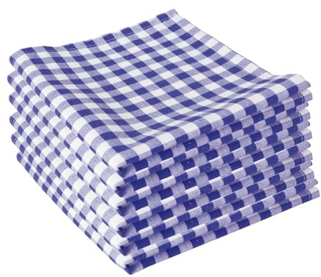 Hans-Textil-Shop 6er Set Stoff Serviette Kariert 40x40 cm Baumwolle Blau – Vichy Karo, Landhausstil, Stoffservietten, schadstoffgeprüft, handgefertigt in Europa