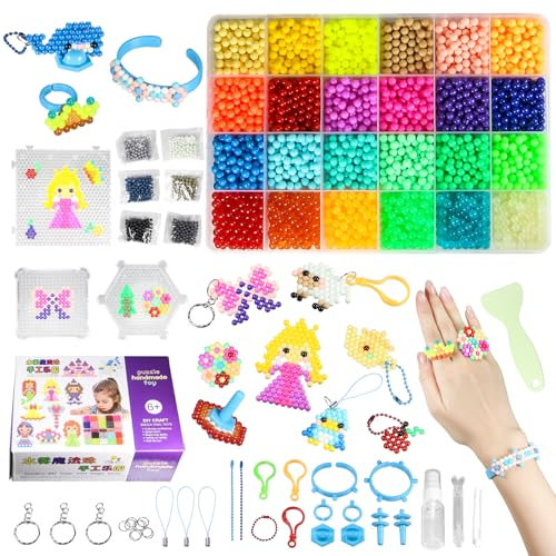 ZHXGO Water Fuse Beads Set, 30 Colors Safe Spray Beads, Non-Toxic Magic Educational DIY Hand Making Sticky Beads, Art Crafts Toys for Girls, Children's Birthday Puzzles
