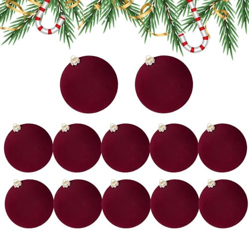 Weihnachtskugeln aus Samt, große Weihnachtskugeln | 12 x Weihnachtskugeln, bruchsichere Ornamente für Weihnachtsbaum, große Kugeln 6 cm, Weihnachtsdekoration für Exte