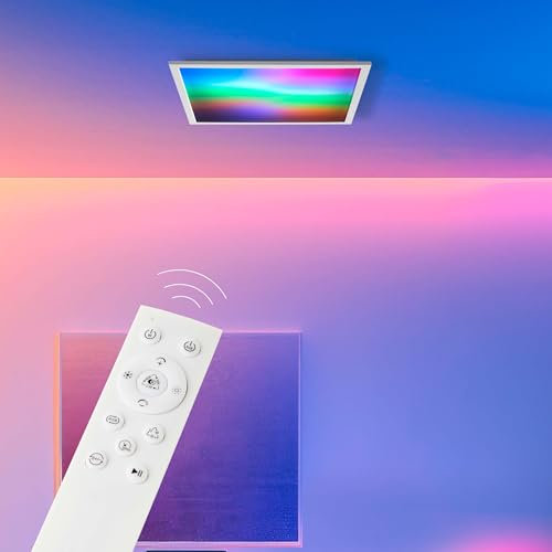 Lightbox Basic LED Aufbaupaneel | 45 x 45 cm | dimmbar per Fernbedienung | Wand- & Deckenpanel mit digitales LED Frontlight-RGB & CCT (3000-6500 K) | 2500 lm | aus Aluminium/Kunststoff | in Weiß