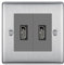 BG Nexus Brushed Steel 2 Gang HDMI Socket Grey Inserts