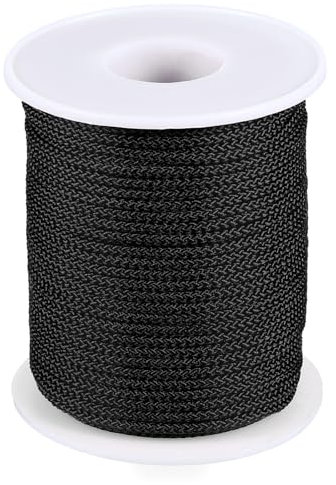 PATIKIL 2mm x 100feet Nylon String for Bracelets Braided Nylon Cord Nylon Thread for Wind Chime Beading Necklaces Blinds DIY Craft Jewelry Making, Black