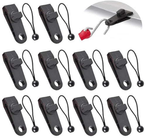 Set di 20 Accessori Corda Elastica per Teloni - Clip per Telo Ombreggiante, Ganci per Tende Esterni, Ideale per Campeggio e Coperture Solari