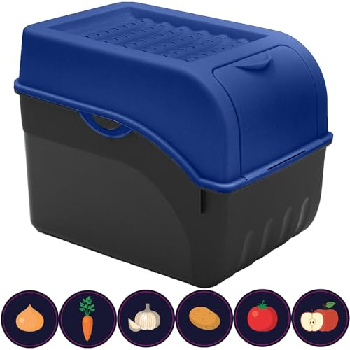 ARTECSIS® 1 x Kartoffel Aufbewahrungsbox mit Deckel für 6 kg Kartoffeln (königsblau) - Vorratsbehälter & Vorratsdosen Gemüse & Lebensmittel - Kartoffelbox, Zwiebelbox, Gemüsebox (inkl. 6 Aufkleber)
