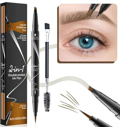 2 Stück Augenbrauenstift Wasserfest, 2-in-1 Dual-Ended Microblading Augenbrauenstift, Wischfest Eyebrow Pencil Kann Leicht Natürliche Augenbrauenfarbe(Hellbraun)