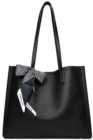 CORIOS Laptop Bag for Women Laptop Tote Bag PU Leather Classy Computer Briefcase Waterproof Handbag Professional Shoulder Bag Large Capacity Top Handle Bag Work Business Office Bag Black