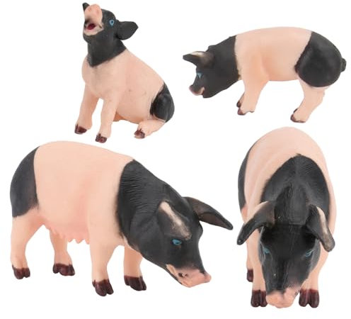 VICASKY 4 Stück -Modell Desktop-Dekoration Fotografie-Requisiten Simulation Schweinemodell Simulation Tiermodell PVC